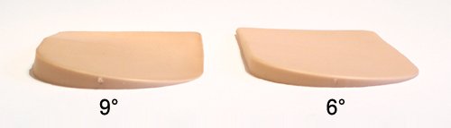 varus valgus heel wedges rear view of both 6 and 9 degree