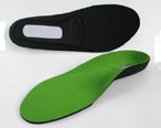 kidzerts full length children's arch support insoles one face up showing top and one on side showing bottom