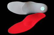Pedag Pro-Active XCO extra cushioning orthotic arch support pair with one face up and one on its side