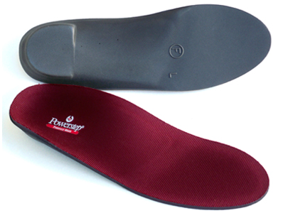 Powerstep Pinnacle Max with one face up and one on its side showing the bottom