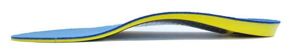 Rx Sorbo Ultra Orthotic Arch Supports from Sorbothane high arch side view  showing the height of the arch